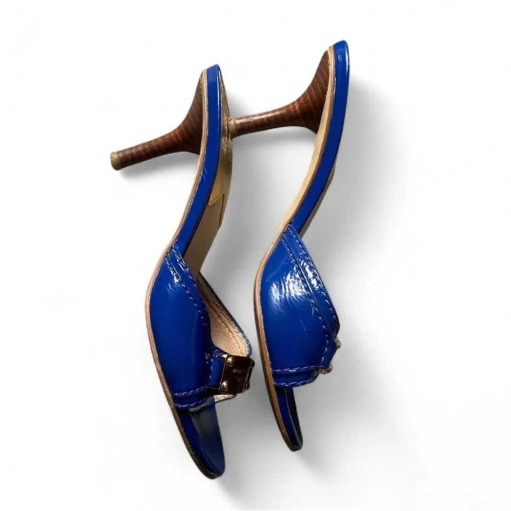 Vintage Michael Kors Royal Blue Kitten Heels with Gold Accents - Picture 6 of 8